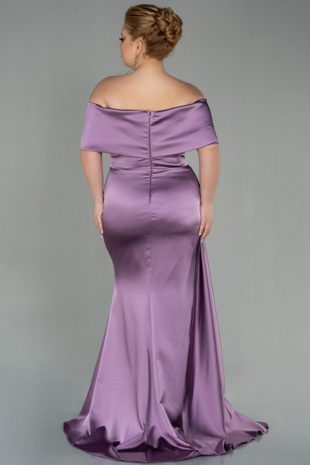 Kleider in Großen Größen Lang Satin Lavendel ABU2873