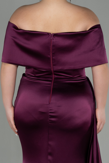Kleider in Großen Größen Lang Satin Kirschrot ABU2873