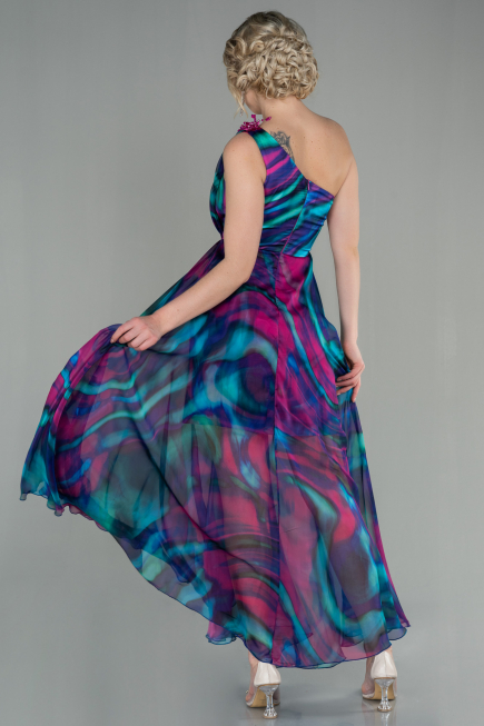 Abendkleid Lang Chiffon Fuchsie ABU2882