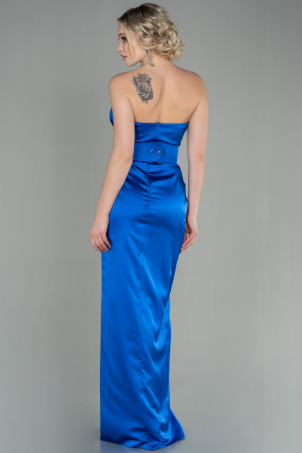 Abendkleid Lang Satin Sächsischblau ABU2844