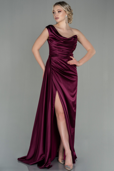 Abschlusskleid Lang Satin Kirschrot ABU2173