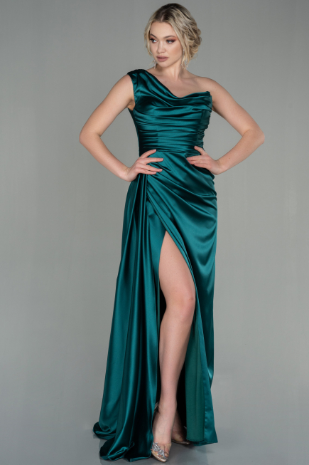 Abschlusskleid Lang Satin Smaragdgrün ABU2173