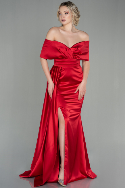 Abendkleid Lang Satin Rot ABU2893