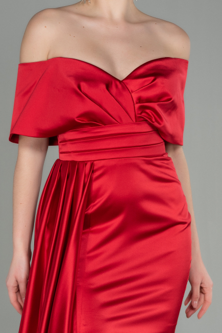 Abendkleid Lang Satin Rot ABU2893