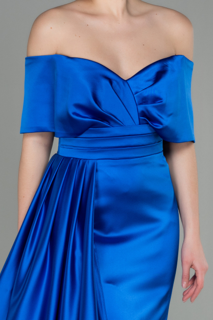Abendkleid Lang Satin Sächsischblau ABU2893