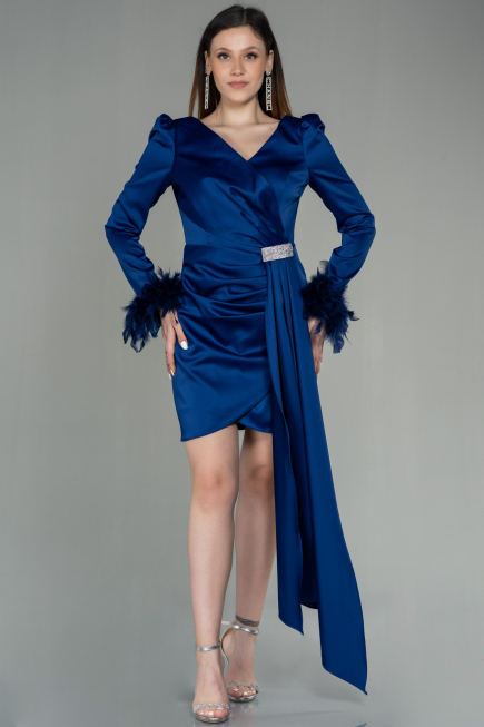 Partykleid Kurz Satin Marineblau ABU2902