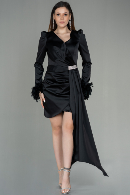 Partykleid Kurz Satin Schwarz ABU2902