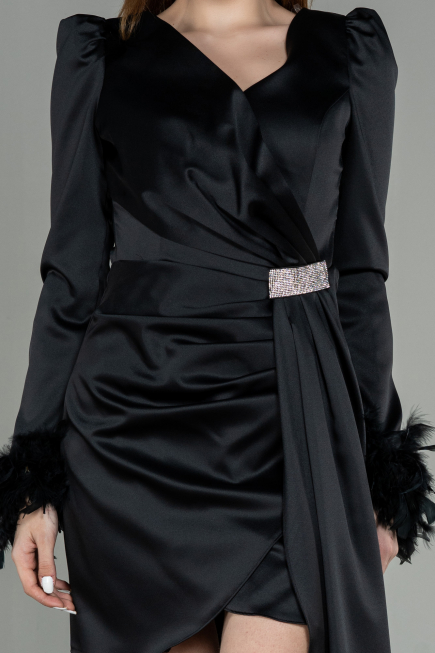 Partykleid Kurz Satin Schwarz ABU2902