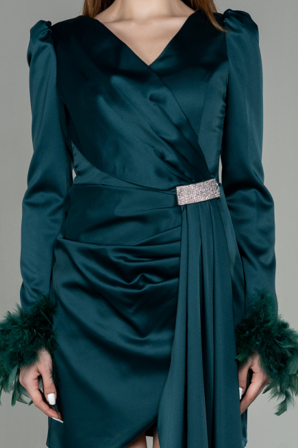 Partykleid Kurz Satin Smaragdgrün ABU2902