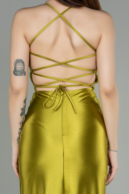 Pistaziengrün Abschlusskleid Satin Lang ABU2800