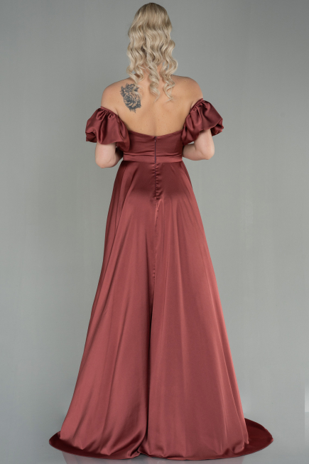 Abschlusskleid Lang Satin Zimtfarben ABU2917