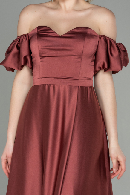 Abschlusskleid Lang Satin Zimtfarben ABU2917