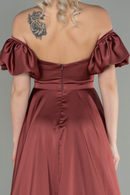 Abschlusskleid Lang Satin Zimtfarben ABU2917