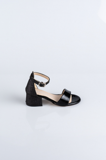 Kinderschuhe Lackleder-Glitzernd Schwarz SE768