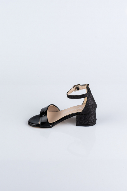 Kinderschuhe Lackleder-Glitzernd Schwarz SE768