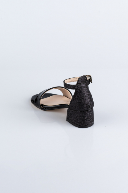 Kinderschuhe Lackleder-Glitzernd Schwarz SE768