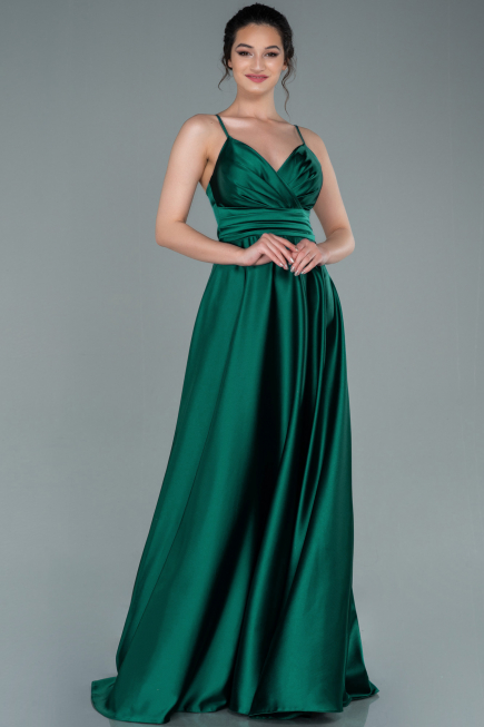 Abschlusskleid Lang Satin Smaragdgrün ABU2375