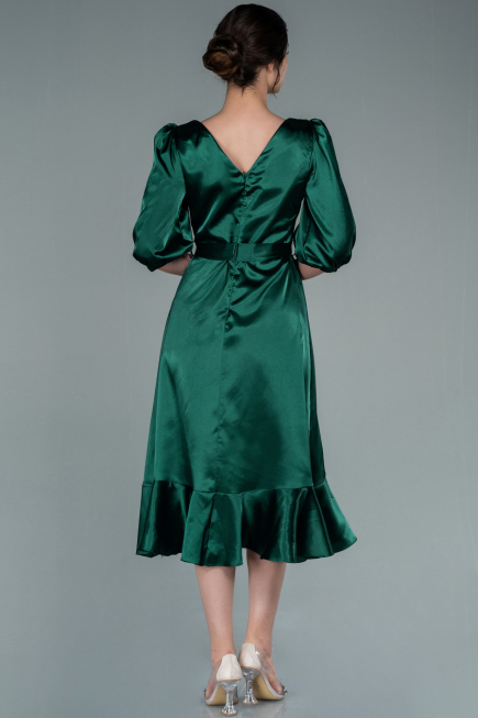 Partykleid Midi Satin Smaragdgrün ABK1409