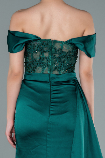 Abendkleid Lang Satin Smaragdgrün ABU2374