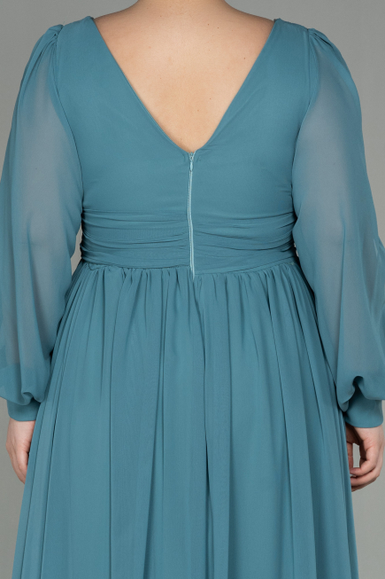 Kleider in Großen Größen Lang Chiffon Türkis ABU1988