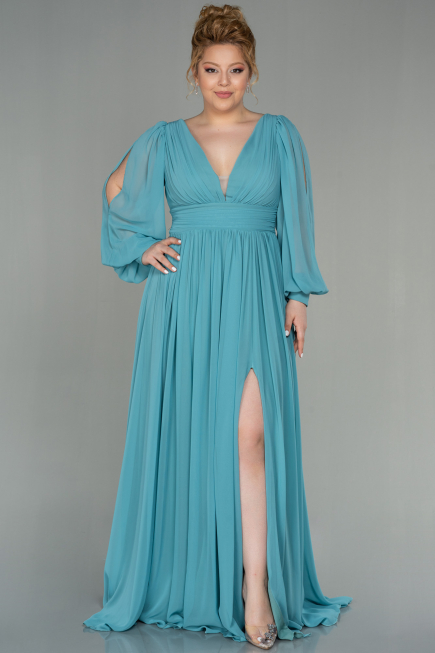Minzgrün Kleider İn Großen Größen Chiffon Lang ABU1988