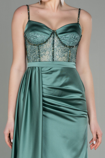 Türkis Abendkleid Satin Lang ABU2130