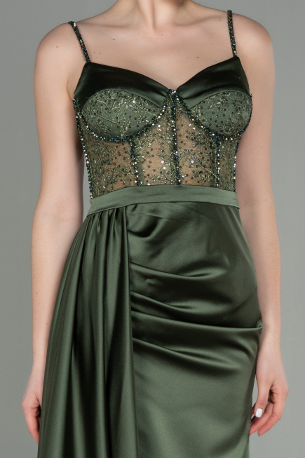 Abendkleid Lang Satin Khaki ABU2130