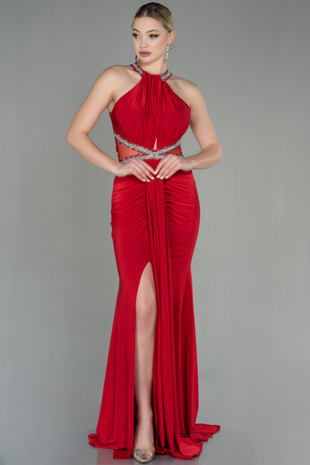 Abendkleid im Meerjungfrau-Stil Lang Rot ABU2940