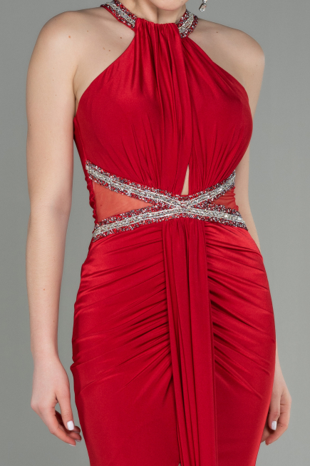 Abendkleid im Meerjungfrau-Stil Lang Rot ABU2940