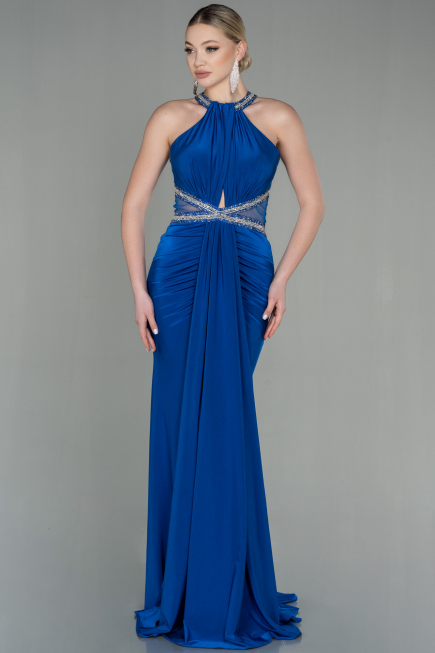 Abendkleid im Meerjungfrau-Stil Lang Sächsischblau ABU2940
