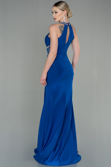 Abendkleid im Meerjungfrau-Stil Lang Sächsischblau ABU2940