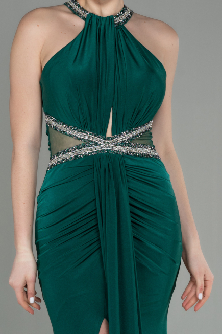 Abendkleid im Meerjungfrau-Stil Lang Smaragdgrün ABU2940