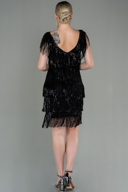 Partykleid Kurz Schuppig Schwarz ABK1674