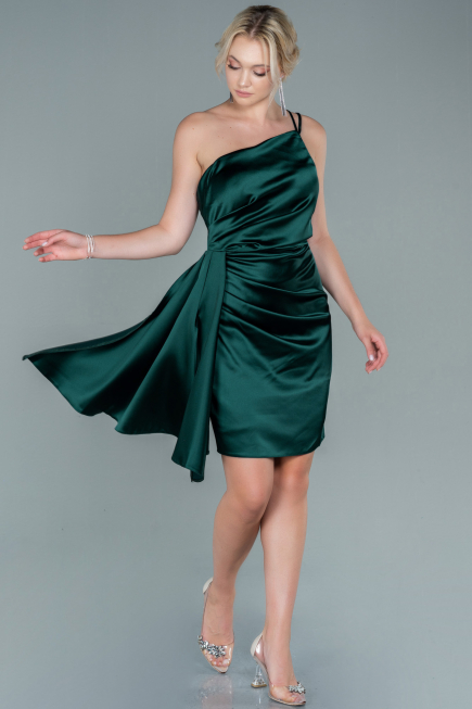 Partykleid Kurz Satin Smaragdgrün ABK1658