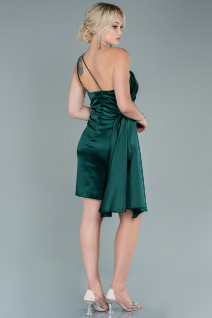 Partykleid Kurz Satin Smaragdgrün ABK1658