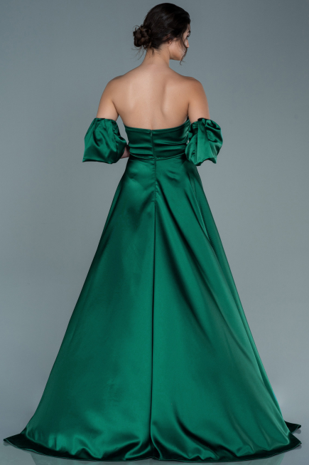 Abendkleid Lang Satin Smaragdgrün ABU2614