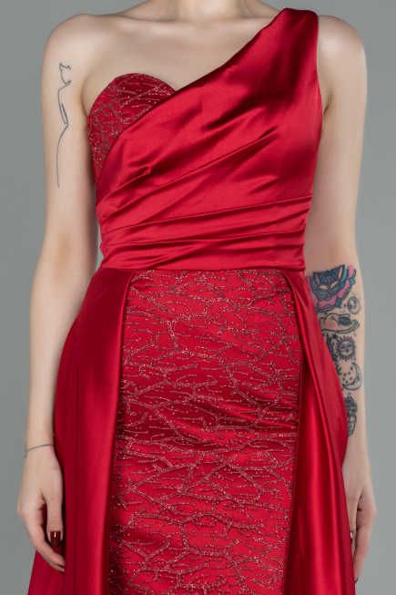 Abendkleid Lang Satin Rot ABU2933