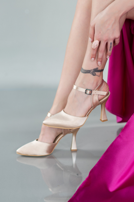Party-Schuhe Satin Hautfarben AB1086