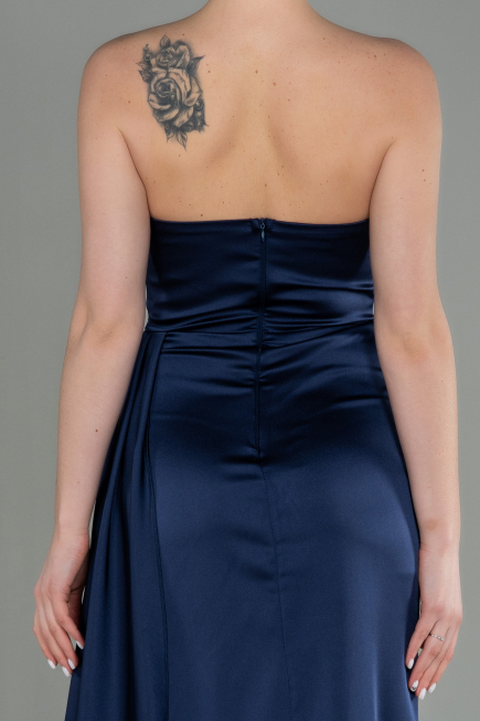 Abschlusskleid Lang Satin Marineblau ABU2965