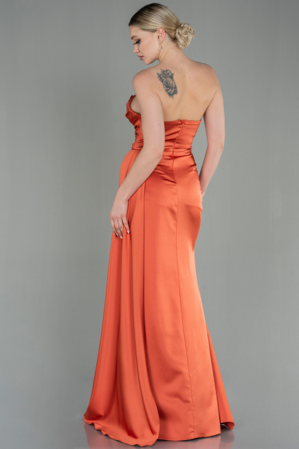 Abschlusskleid Lang Satin Orange ABU2965