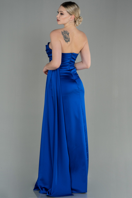 Abschlusskleid Lang Satin Sächsischblau ABU2965