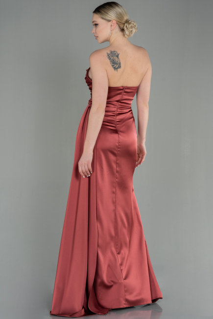 Abschlusskleid Lang Satin Zimtfarben ABU2965