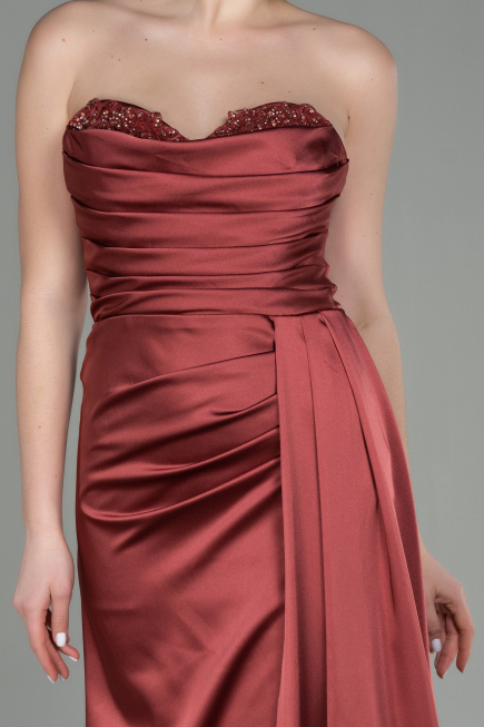 Abschlusskleid Lang Satin Zimtfarben ABU2965