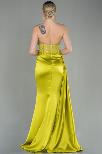 Pistaziengrün Abendkleid Satin Lang ABU2127