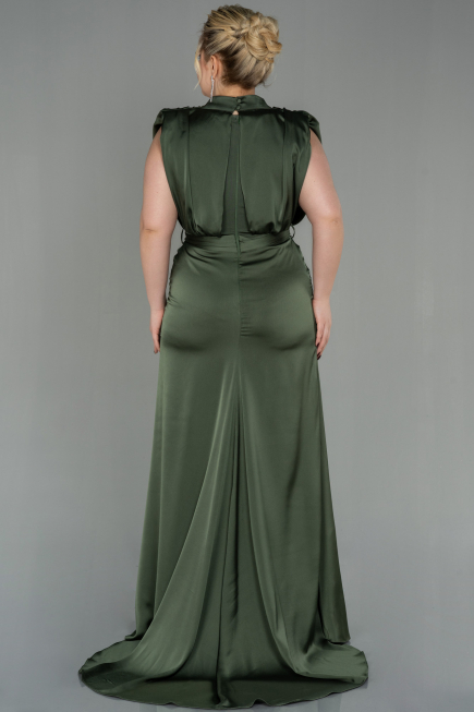 Kleider in Großen Größen Lang Satin Khaki ABU2969