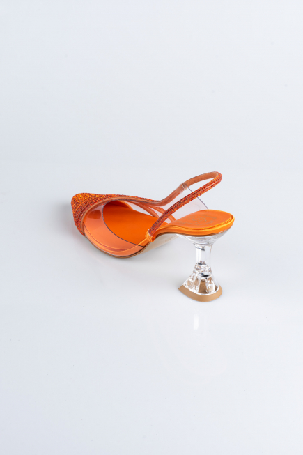 Orange Party-Schuhe Steinbesetzt MJ1057