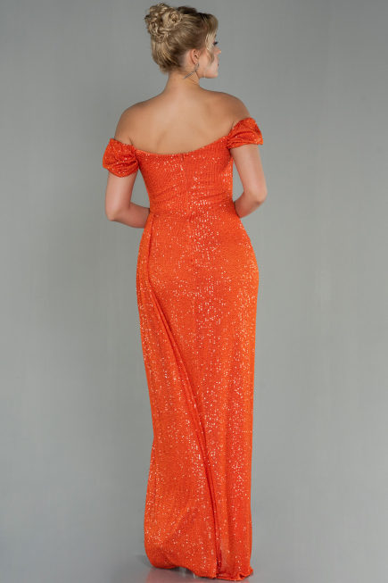 Abendkleid Lang Schuppig Orange ABU2987