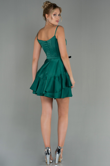 Partykleid Kurz Satin Smaragdgrün ABK1691