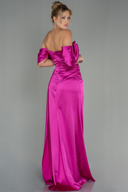 Fuchsie Abendkleid Satin Lang ABU2661