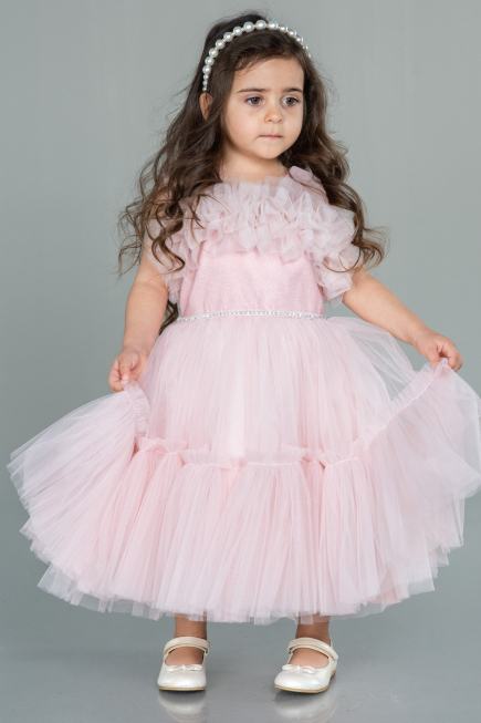 Abendkleid für Kinder Kurz Puder ABK1707